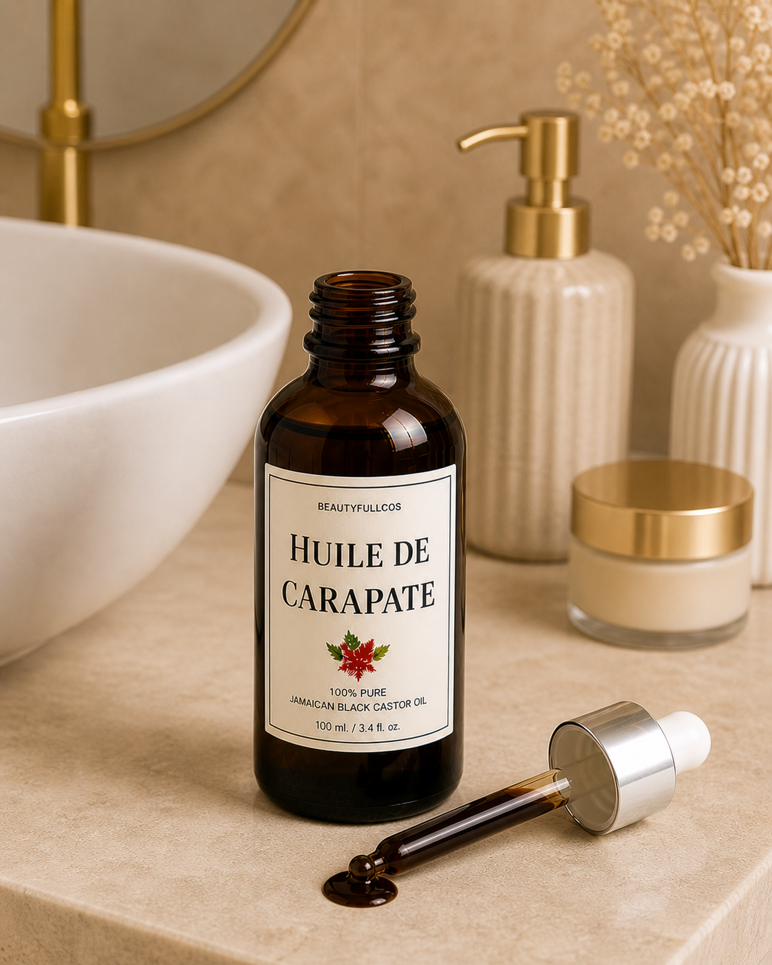 Huile de carapate pure 100 % naturelle (ricin noir)- Pousse & force
